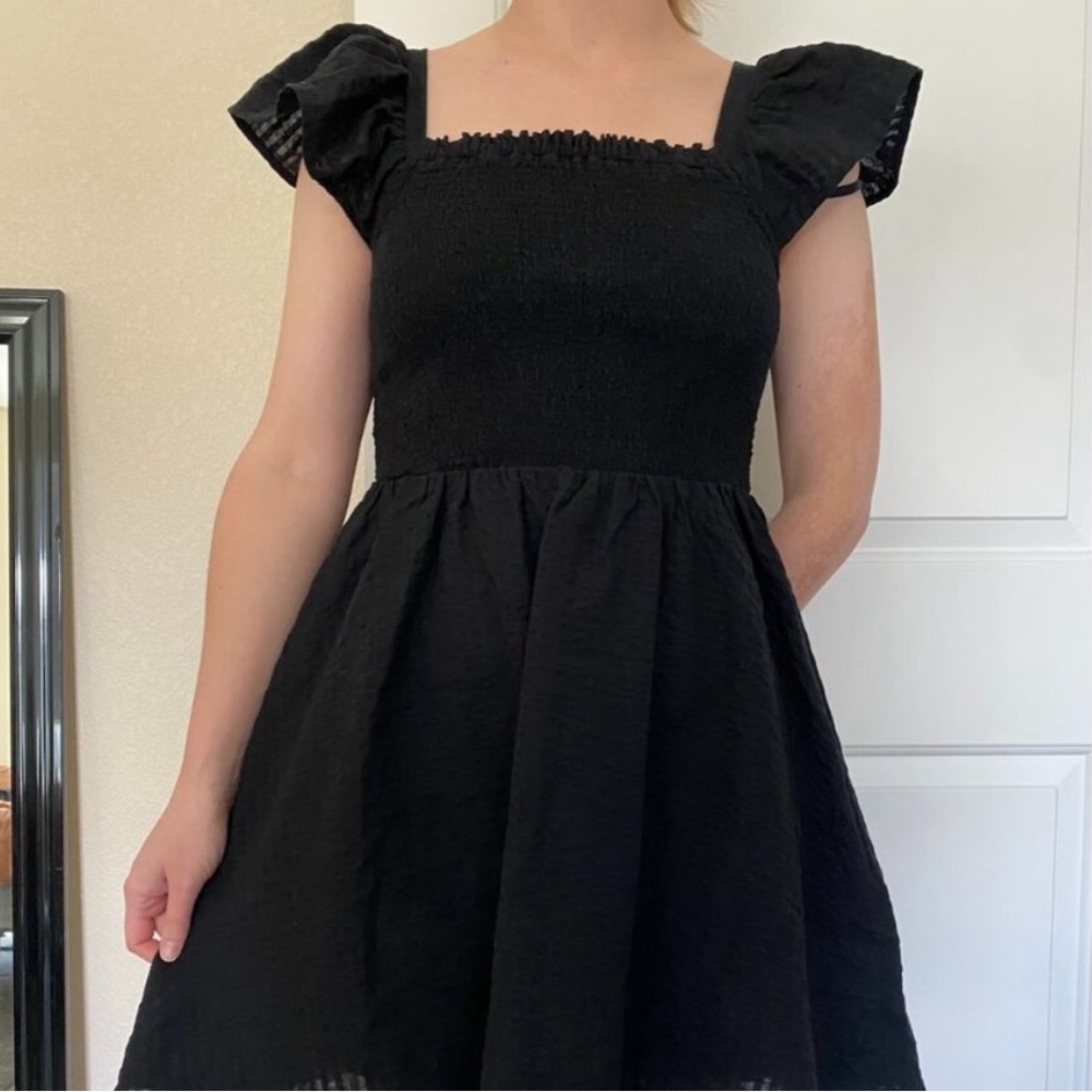 NWT Old Navy Black Smocked A-line Mini Dress